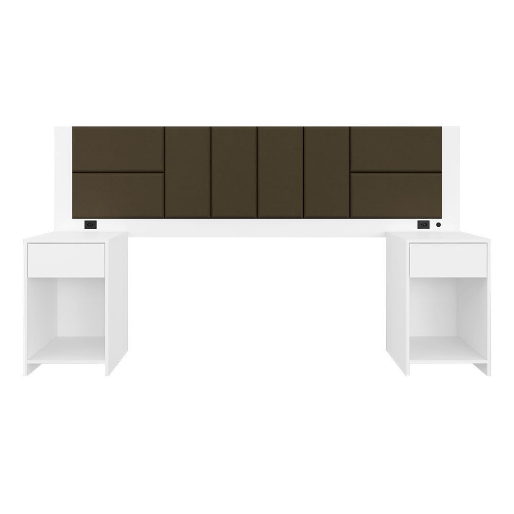 Cabeceira Estofada Para Cama Queen Dubai Com Led Bra/mar- M. Arapongas