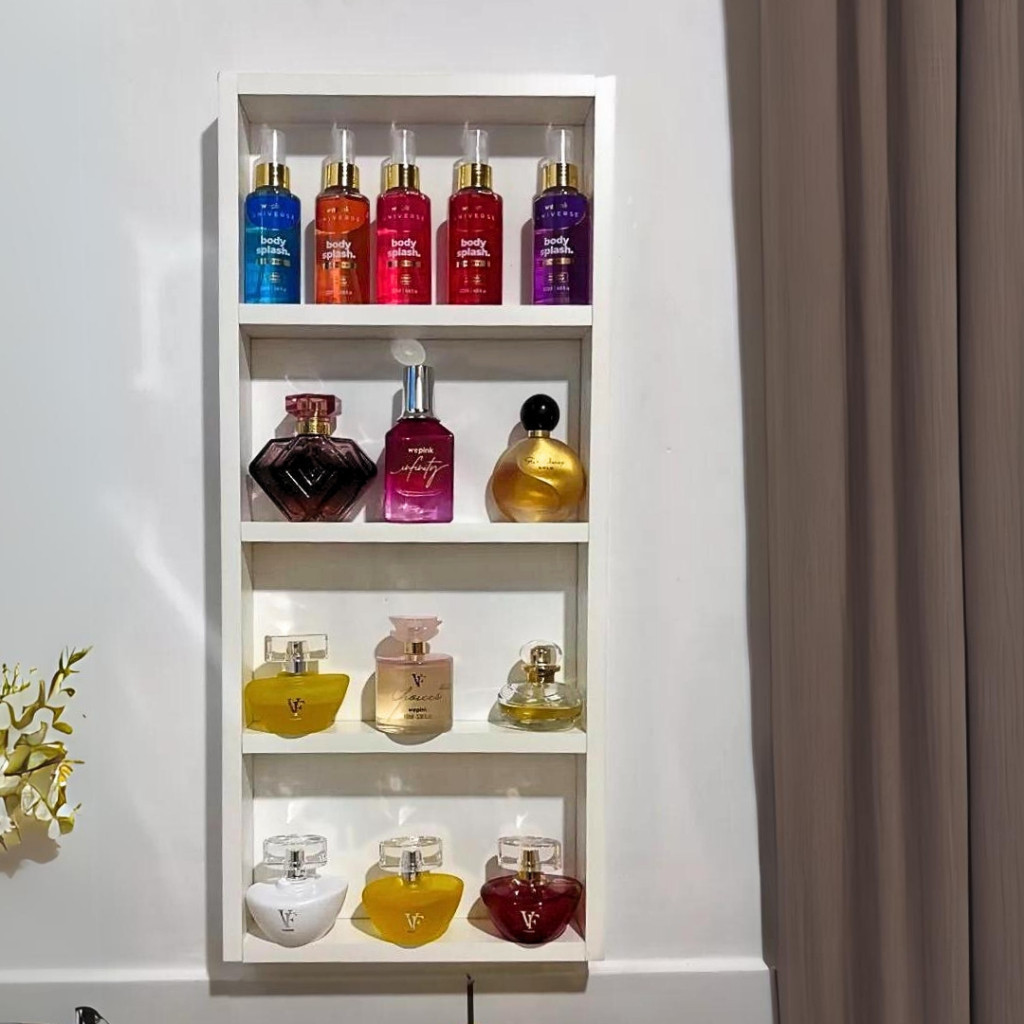 Prateleira Porta Perfume Com Divisões Para Esmalte Decorações Nicho Em MDF em Oferta na Shopee