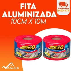 Fita Manta Asfáltica Aluminizada 10cm x 10mt Multiuso Vedatudo