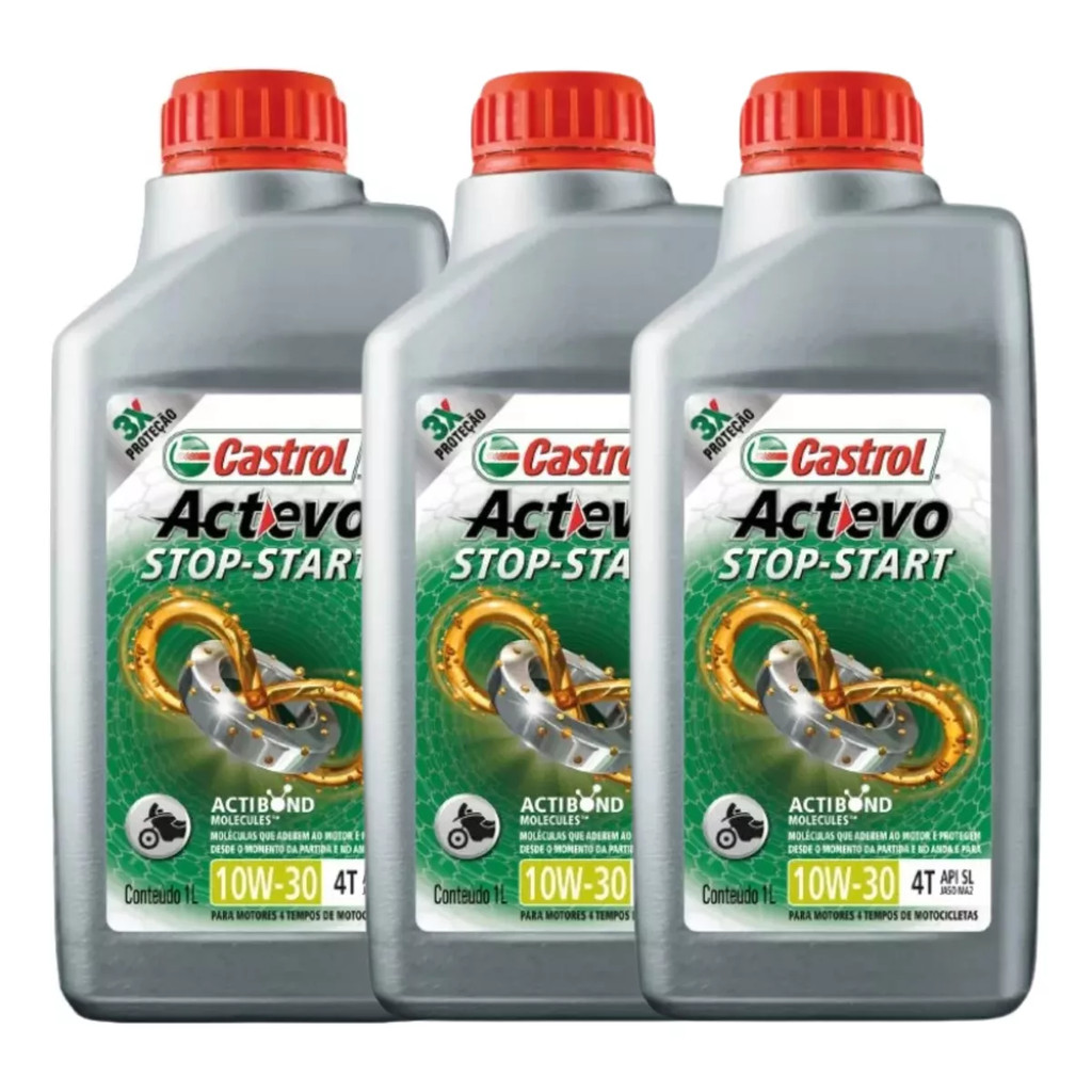 KIT 3 OLEO CASTROL ACTEVO STOP-START 10W30 4T em Oferta na Shopee