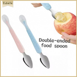 Colher Macia De Lama Raspadora De Frutas Para Bebês De silicone Aço Inoxidável 2 Em 1 Alimentação em Oferta na Shopee