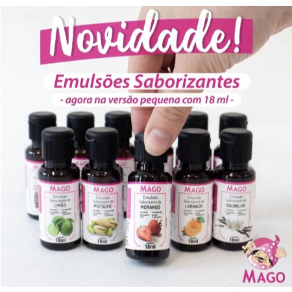 Kit 3 Emulsão Saborizante Culinária 18ml Mago Para Realçar Sabor E Aroma Diversos Sabores
