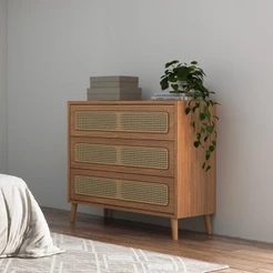 Cômoda 105cm 3 Gavetas com Palha Freijó - Dalla Costa