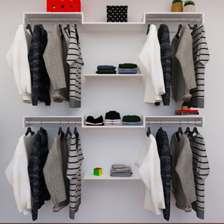 Kit Closet com Cabideiros de 60cm e Prateleiras Branco Organização Moderna para Seu Quarto em Oferta na Shopee