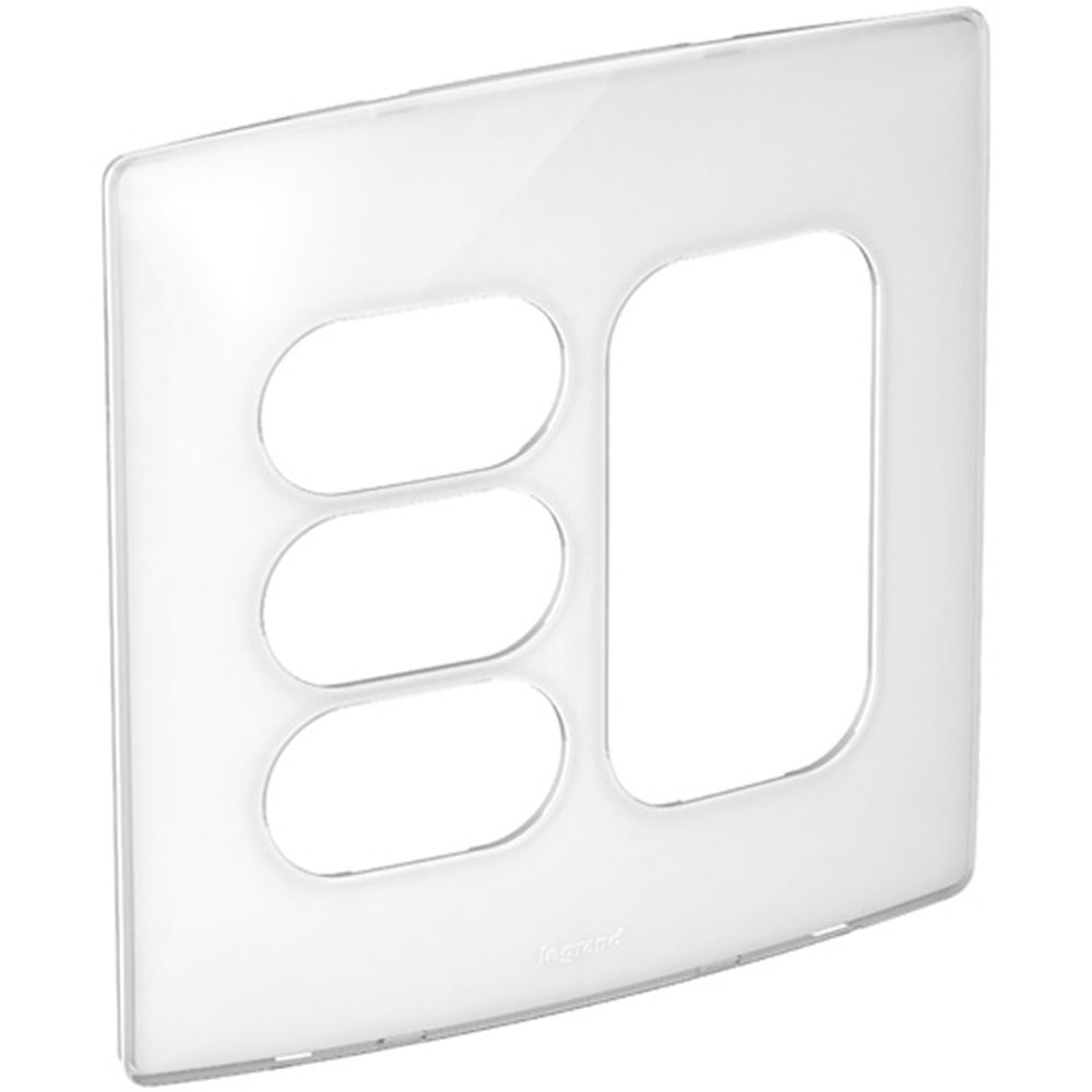 Placa 4x4 3 postos separados + 3 postos juntos Nereya Pial Legrand sugar gloss 663463