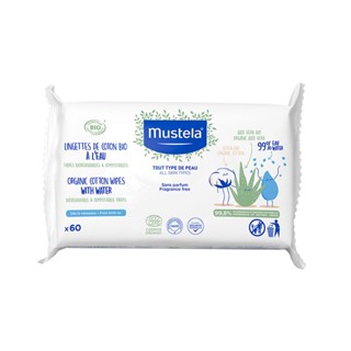Toalha Umedecida de Algodão Mustela BIO à Base de Água 60 Unidades