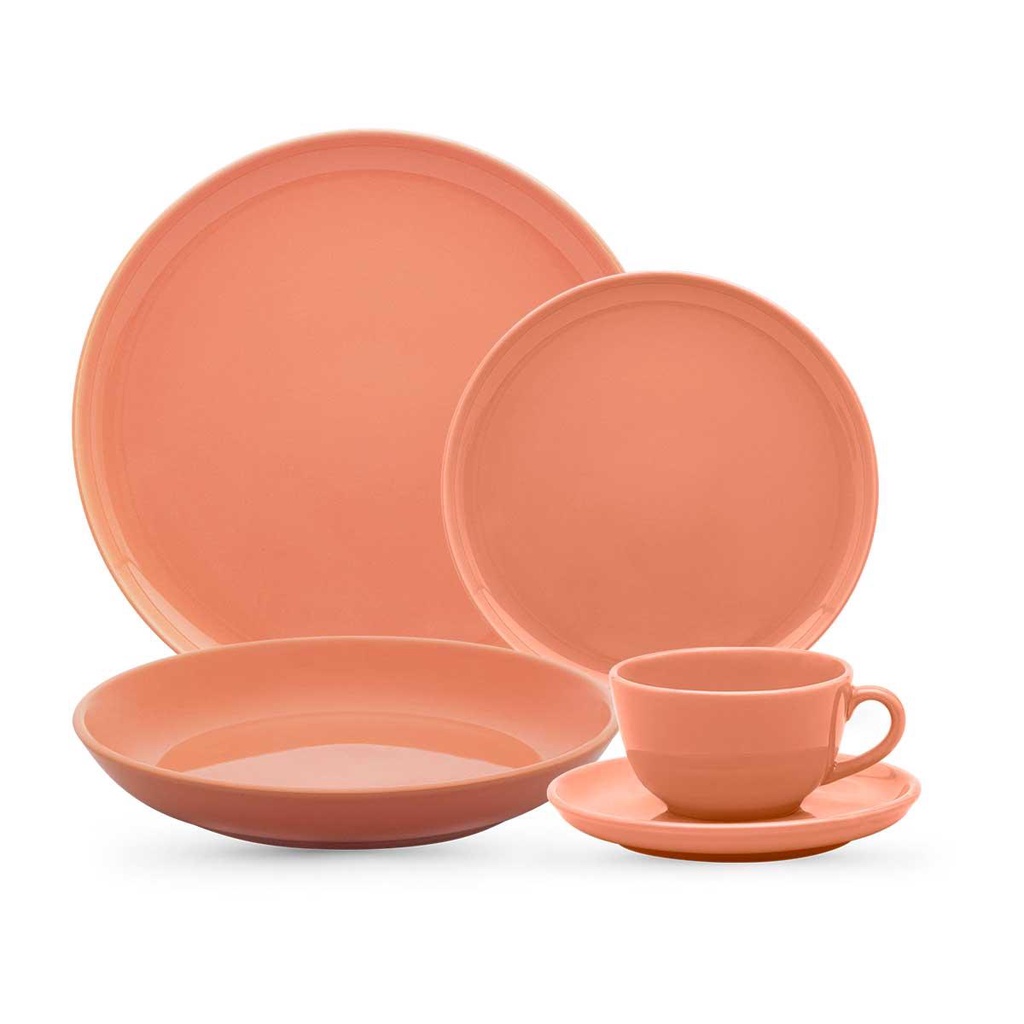 Aparelho de Jantar e Chá 20 Peças Oxford Flat Apricot em Oferta na Shopee