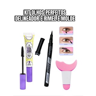 Kit Olhos Perfeitos Delineador + Rimel + Molde Protetor