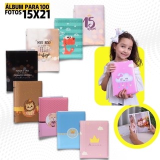 Álbum Fotográfico 15x21 para 100 Fotos Estampas Infantil Adulto Coroa Bebê