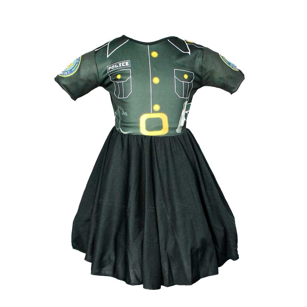 Fantasia Vestido Policial Preto Infantil em Oferta na Shopee