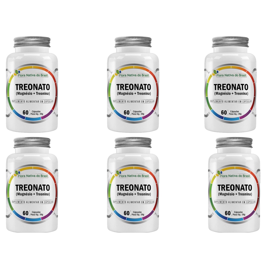 Kit 6x Magnésio L Treonato Puro Concentrado 360 Cápsulas 600mg Flora Nativa do Brasil