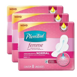 Kit 3 Absorventes Plenitud Femme Normal - 24 Unidades