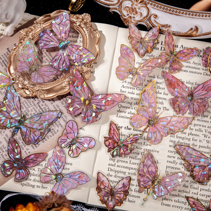 20Pcs Autocolantes Holográficos Borboletas Resina Brilhante Brilhantes Decorações Para Artesanato Em Livros De Recortes em Oferta na Shopee