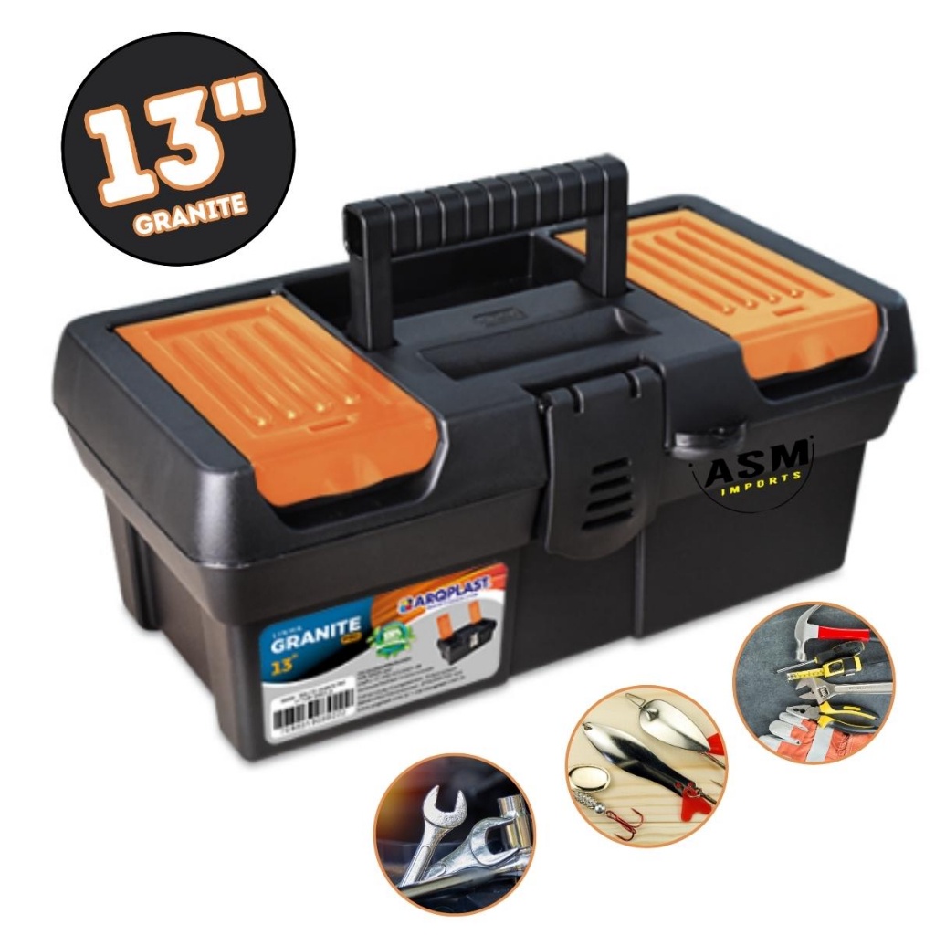 Maleta Organizadora Arqplast 13'' Modelos com Trava Metal e Plastico Granite P Ferramentas e Outros