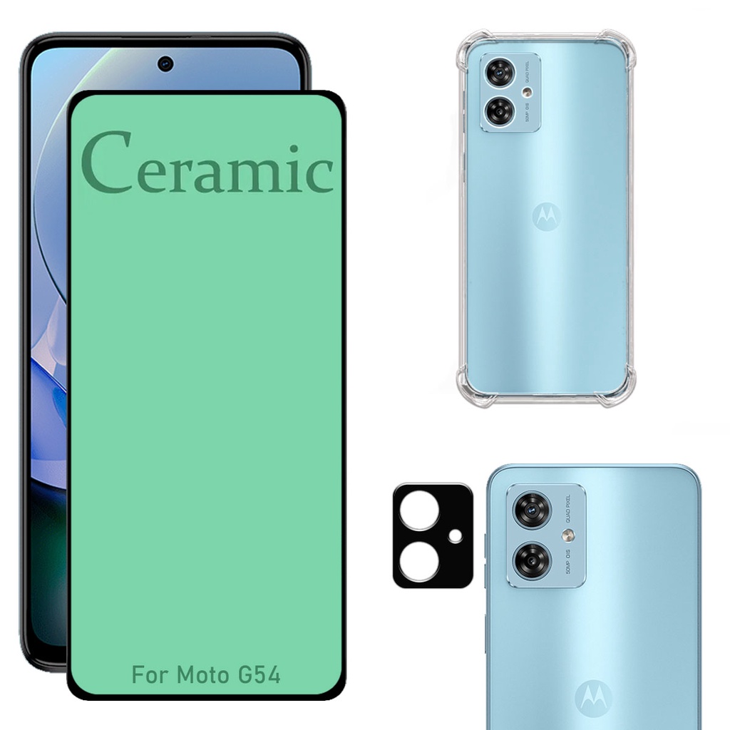 Kit Para Moto G54 5g | Película Cerâmica 9D - Capa Anti Shock - Película da Câmera 3D em Oferta na Shopee