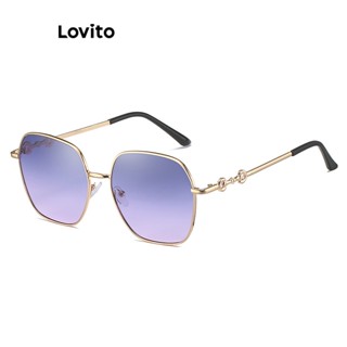 Lovito Óculos De Sol Básicos Lisos Casuais Para Mulheres LNA32300 (Ouro/Preto)