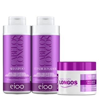 Kit Crescimento Capilar Shampoo 450ml e Condicionador 400ml Cabelos Longos Tratamento Máscara Fortalecedora 270g