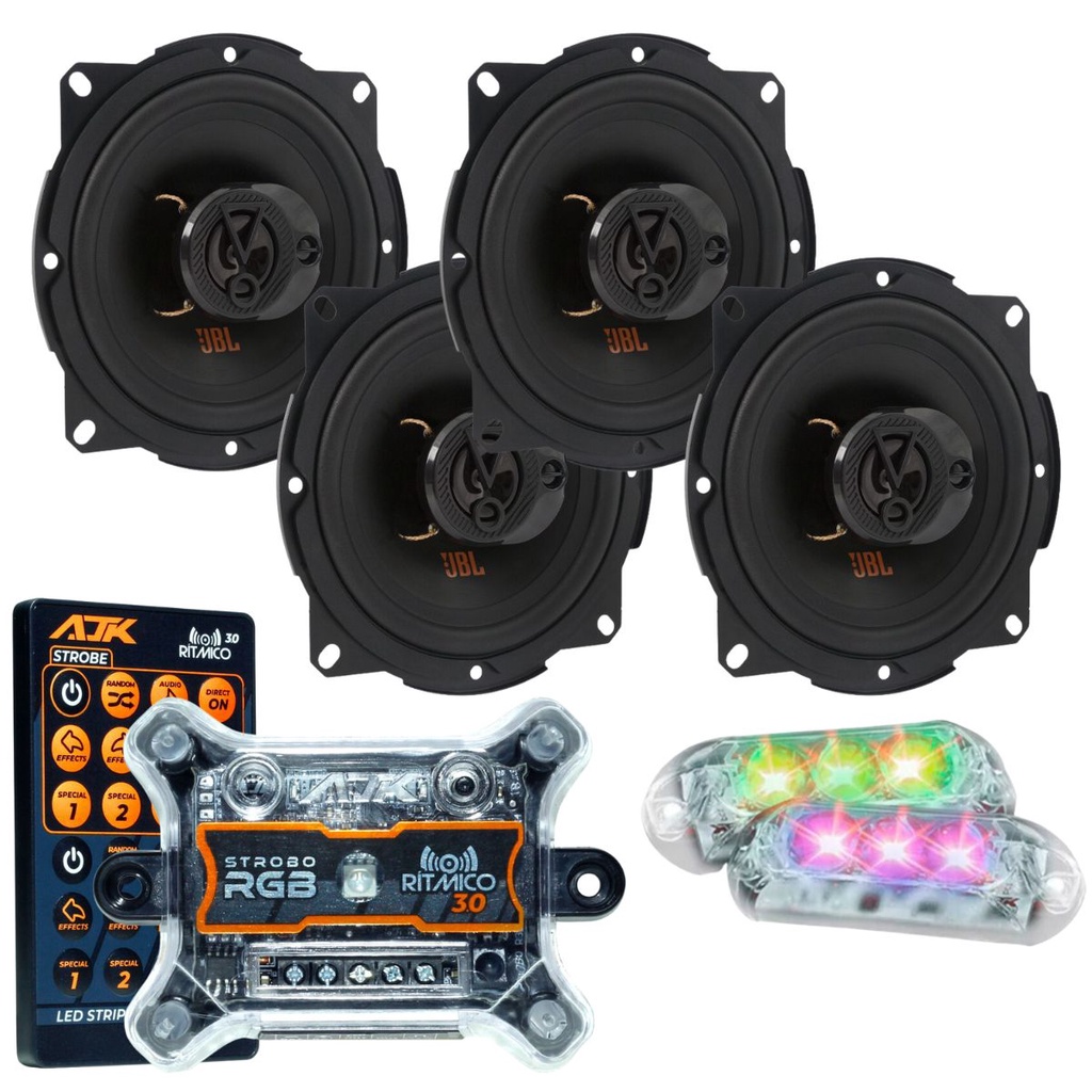 Kit 4 Alto Falantes 5  JBL FLEX4 5TRFX55 220 Watts Rms + Kit 2 Strobo AJK 6W Ritimico 3.0 em Oferta na Shopee