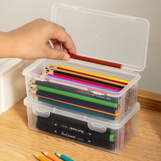 Caixa De Papelaria Transparente De Grande Capacidade Multifuncional Material De Escritório Escolar