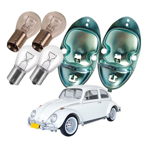 Par Soquete + Lampadas Lanterna Traseira Fusca 1200 1300