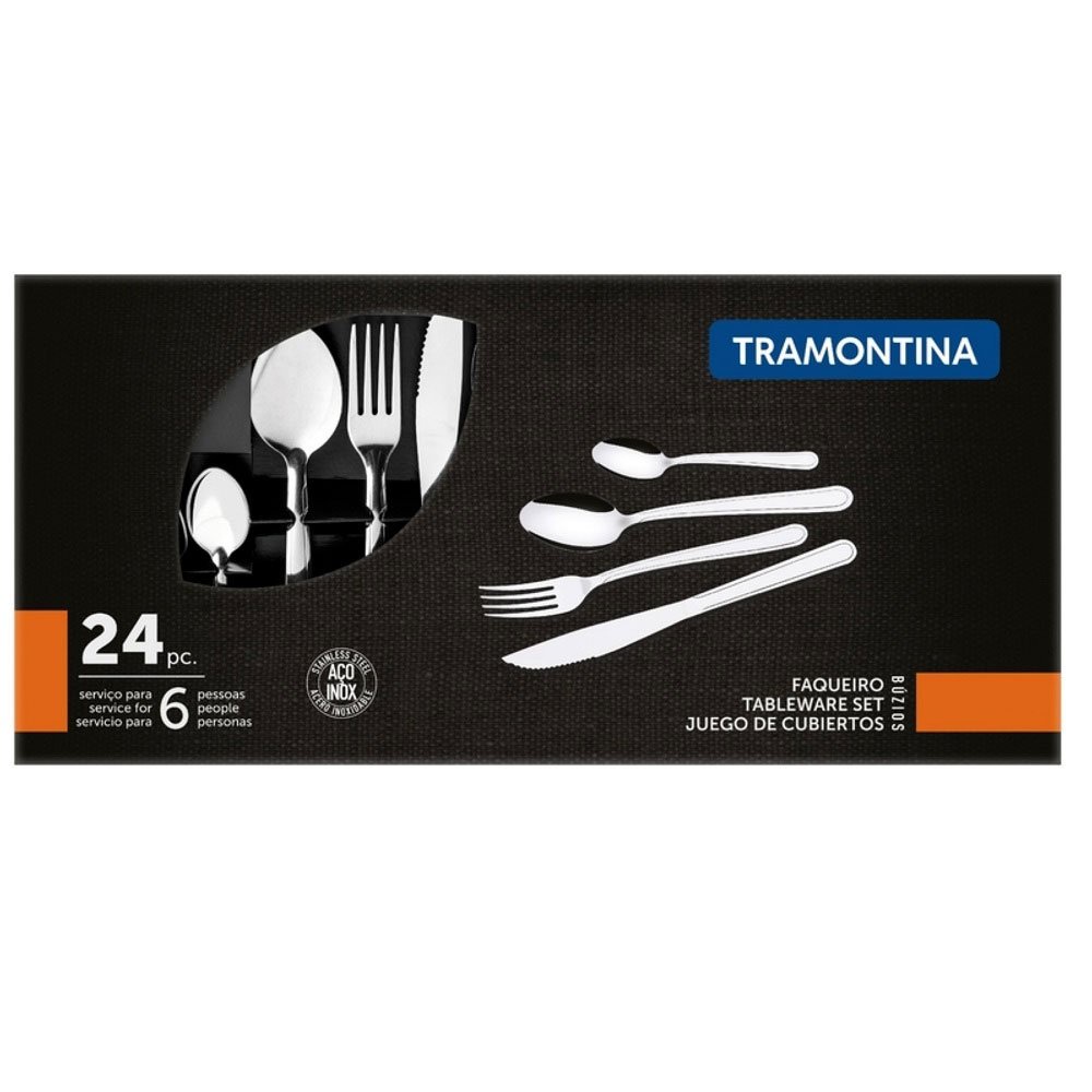 Faqueiro 24 Peças Inox Tramontina Buzios 23799/071 em Oferta na Shopee