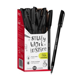 Caneta Esferográfica Ponta Média 1,0mm Preta Caixa c/ 50UN Keep - EI093 em Oferta na Shopee