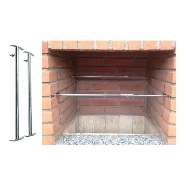 Suporte Extensor Ajustável para Apoio de Espetos e Grelhas em Churrasqueira Feito em aço Zincado 50 até 80cm - 2 pçs