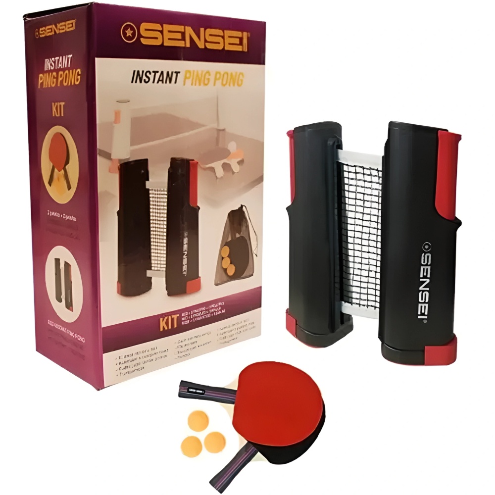 Ping Pong Tênis de Mesa Kit 2 Raquetes Rede Retrátil 3 Bolas