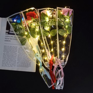 Flor Artificial De Simulação De Rosa Brilhante Com Luzes Para O Aniversário De Natal Presente Do Dia Dos Namorados