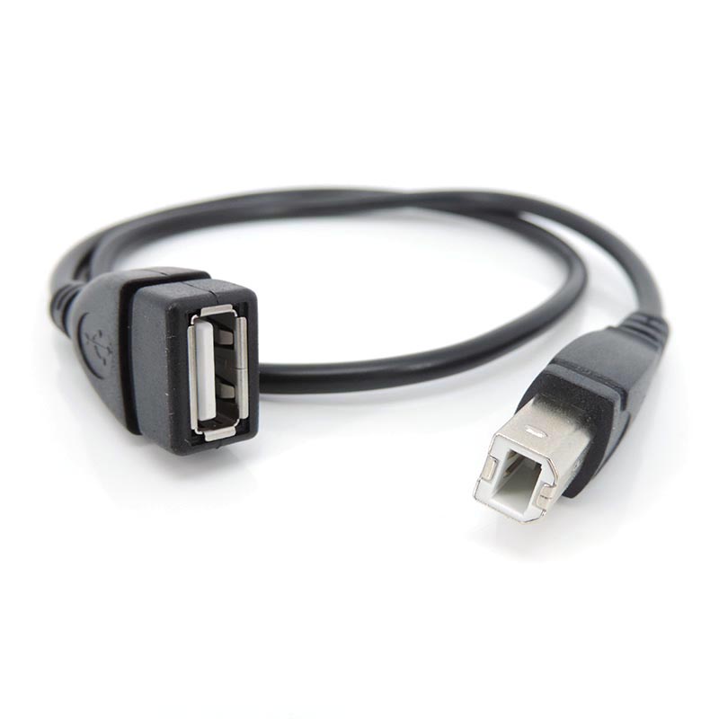Preto 50cm USB 2.0 Tipo A Fêmea Para B Macho Scanner Extensor De Impressora 3D Cabo Adaptador De Fio De Extensão BRA1