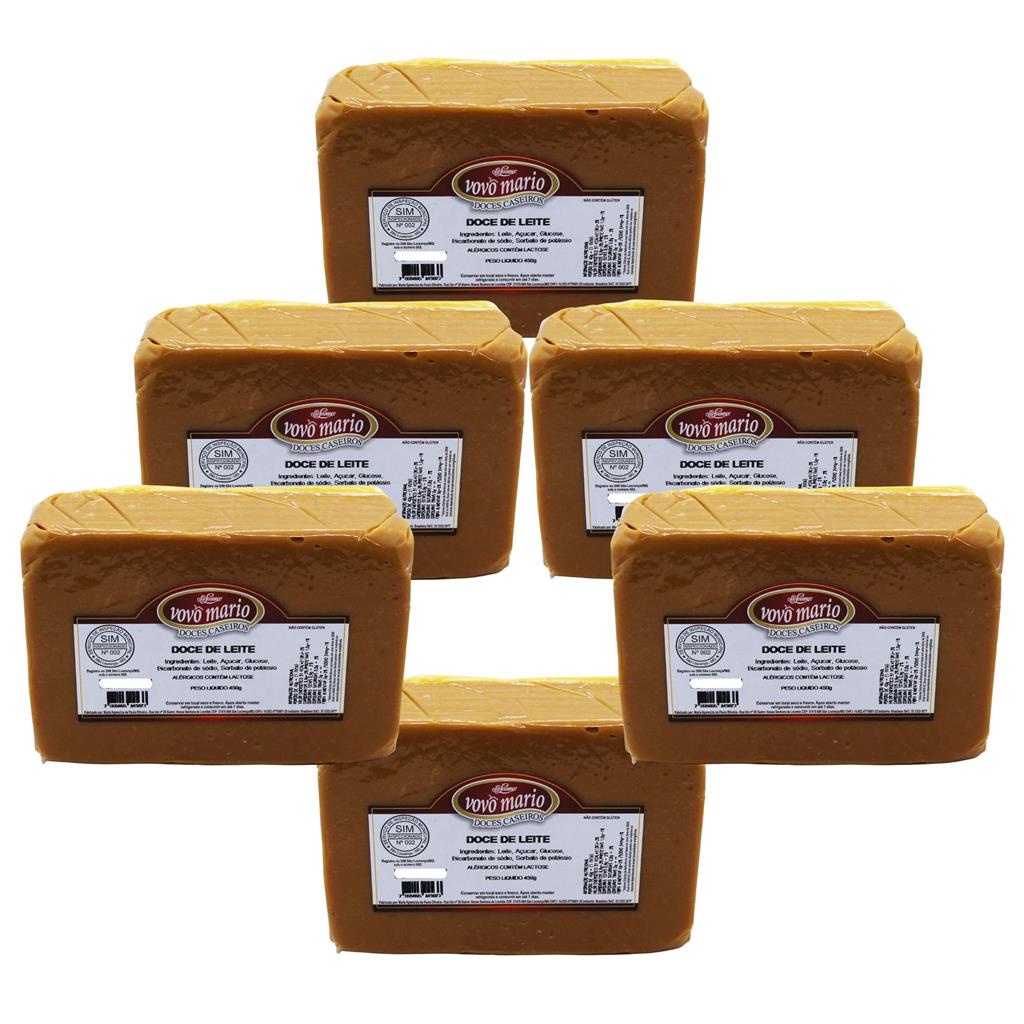 DOCE DE LEITE TABLETE PURO COM ACUCAR 450G VOVO MARIO 6 UND