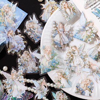 Sr . Papel 30 Folhas/Pacote Adesivos PET Romantic Art Estilo Fada Flor Caracteres Creative Hand Tenda Goofy material De Colagem De Cartões De Bricolagem Cartão Decorativo Para Celular