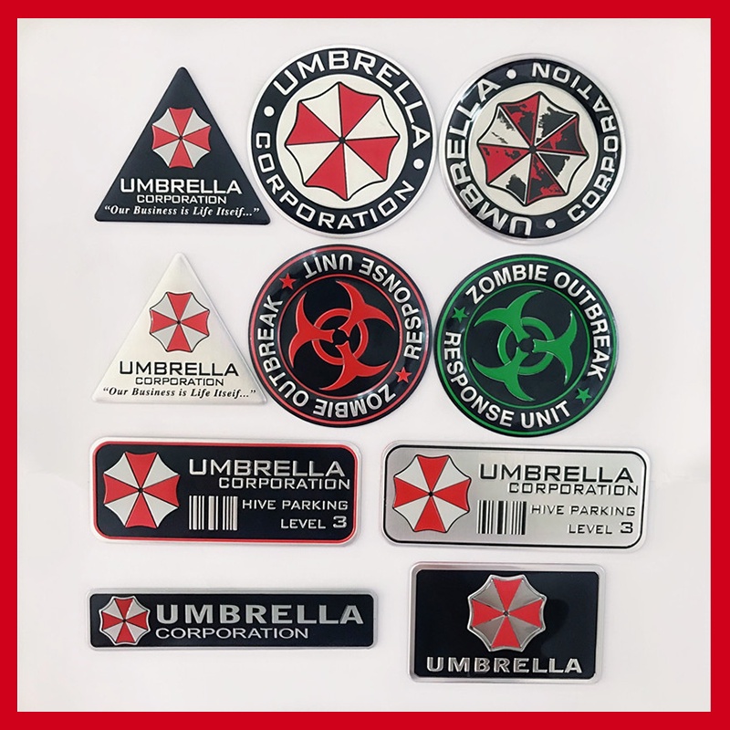 Liga de alumínio 3D Resident Evil Umbrella Escovado Decoração Personalidade Modificada Adesivos de carro GM de metal Adesivos de corpo
