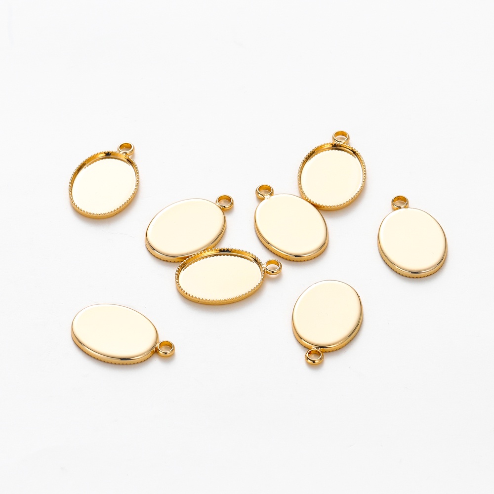 St. kunkka 10pcs 18K Retenção de cor Ouro Real Acessórios de Moda Oval Pendurados para Jóias de diy