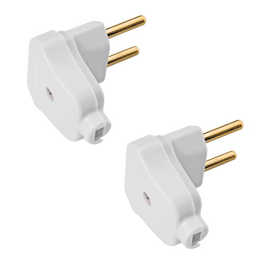 Kit 2 Plugues Angular Macho 2 Polos 10a 250v Branco Lateral em Oferta na Shopee