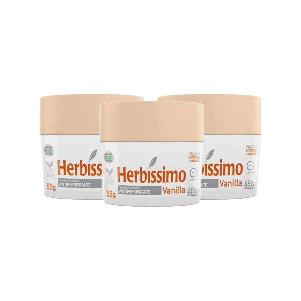 Kit Desodorante Cremoso Herbissimo Vanilla 55gr (3 unidades) em Oferta na Shopee