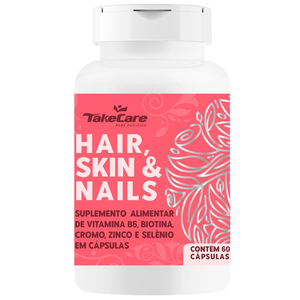 HAIR, SKIN, NAILS - CABELOS, PELE E UNHAS FÓRMULA EXCLUSIVA CONCENTRADA 60 CÁPSULAS – TAKE CARE