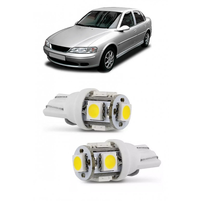 Par Lampada Pingo T10 5 LED Torre Vectra Farol Teto Placa