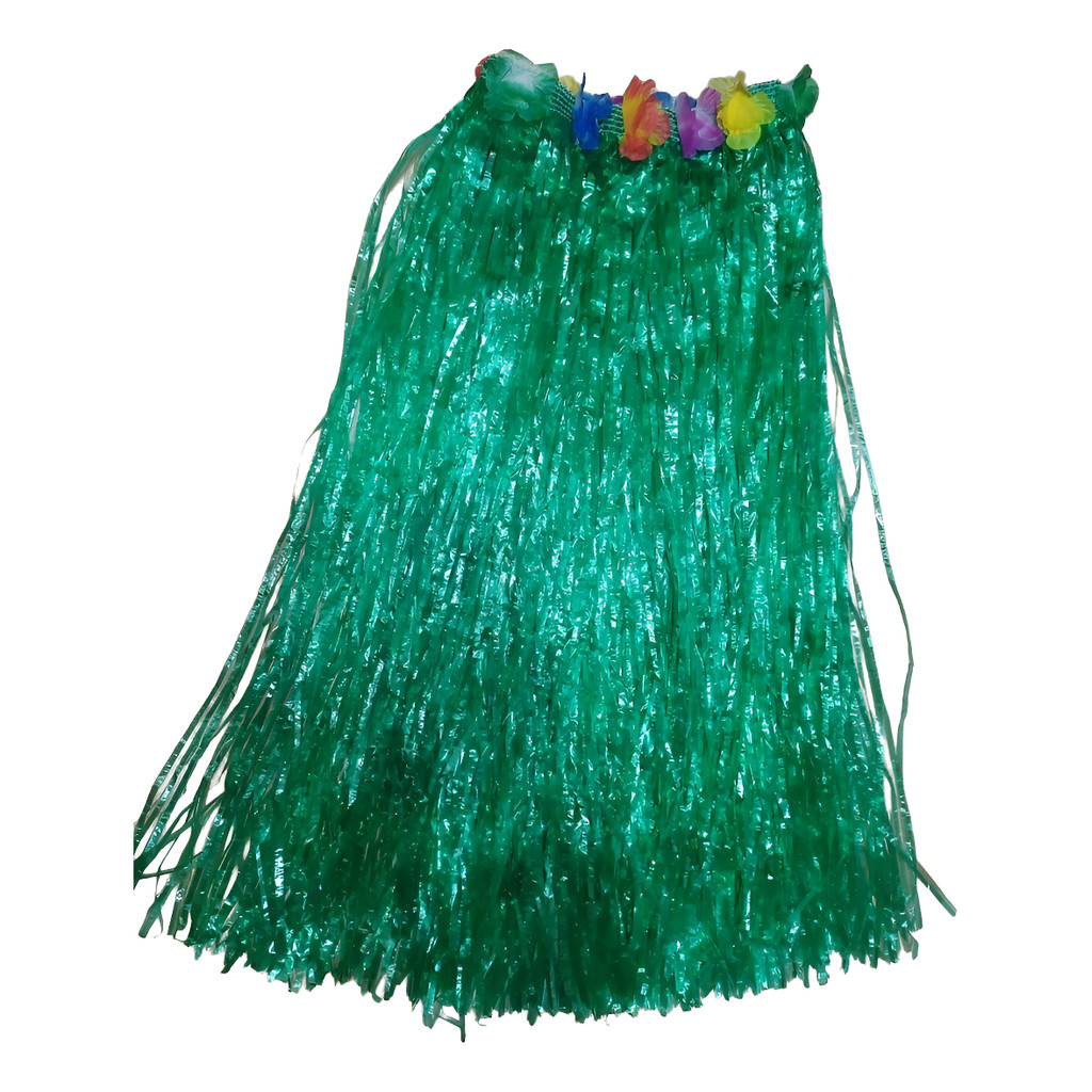 Saia Longa Havaiana Luau Festa Havaiana 80 Cm Verde Velcro