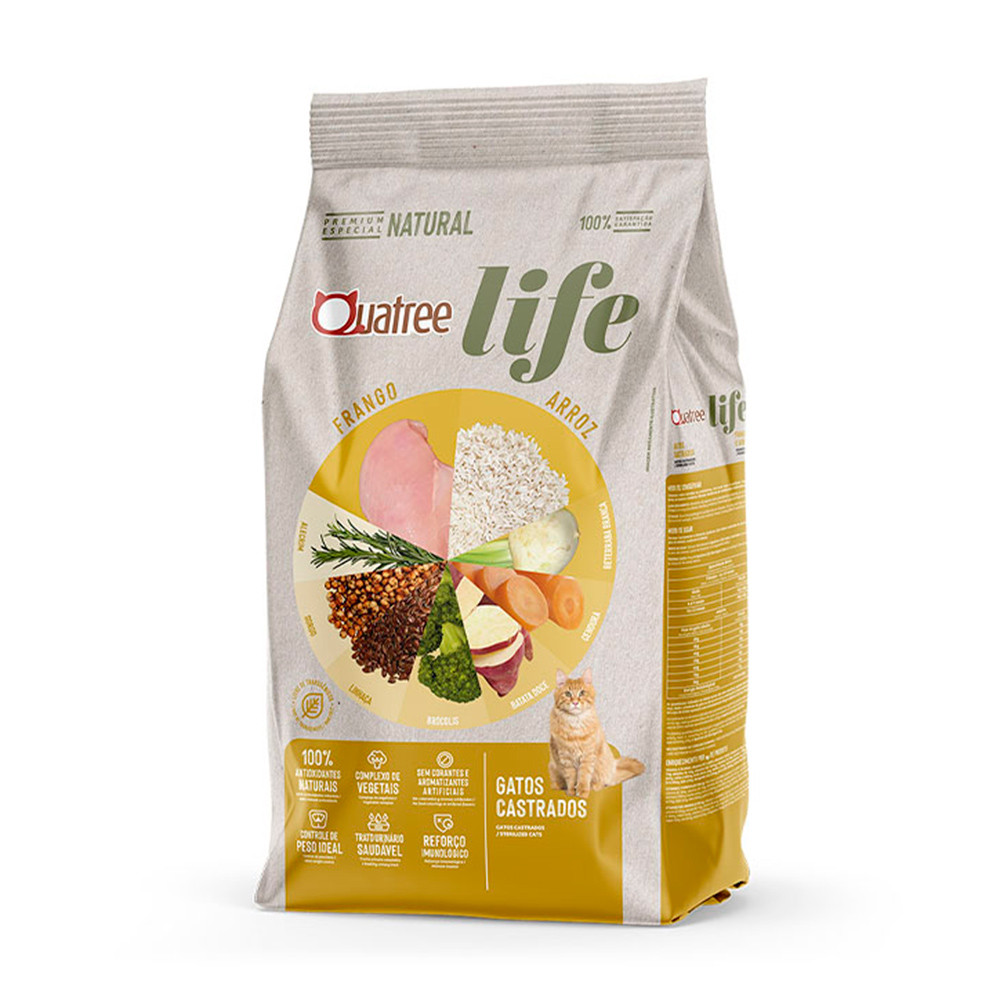 Ração Quatree Life Gatos Castrados Frango e Arroz 3kg em Oferta na Shopee