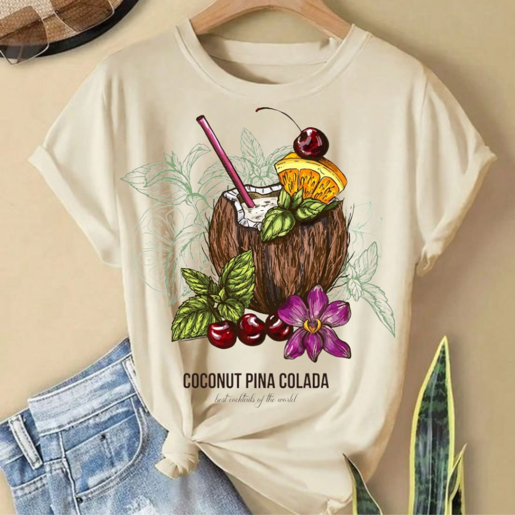 Camiseta Feminina Lançamento Estampada Colada 100% algodão novidade