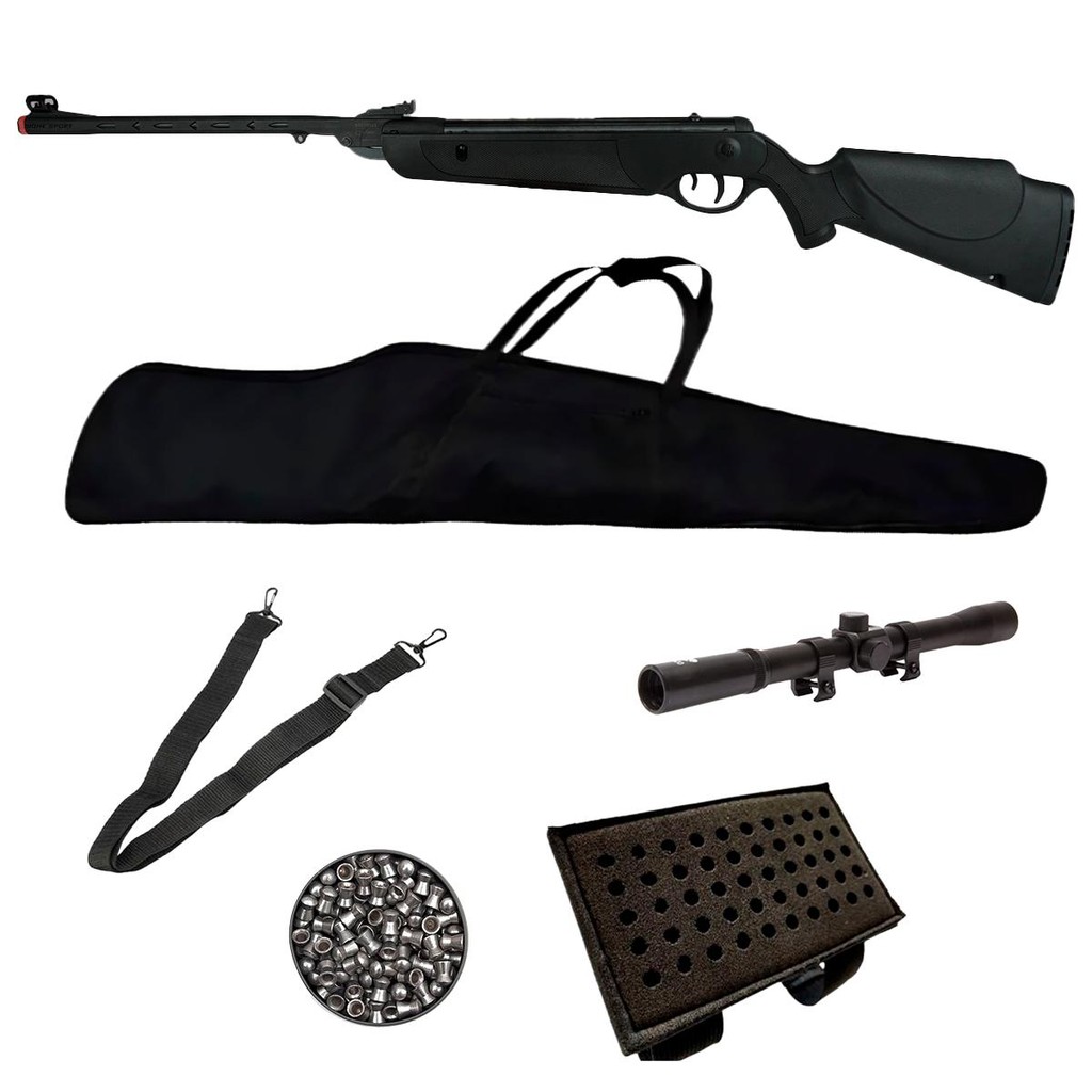 Carabina Pressão Dione Sport 5.5mm Nitro Piston 55kg - Rossi+Capa+Bandoleira+Luneta+P/Chumbo+Chumbo em Oferta na Shopee