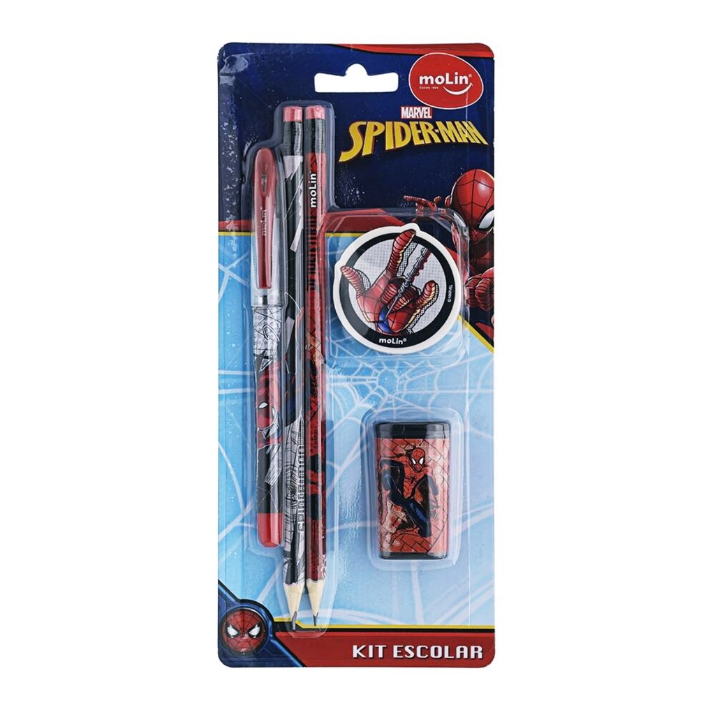 Kit Escolar Homem Aranha com 5 Itens Molin em Oferta na Shopee