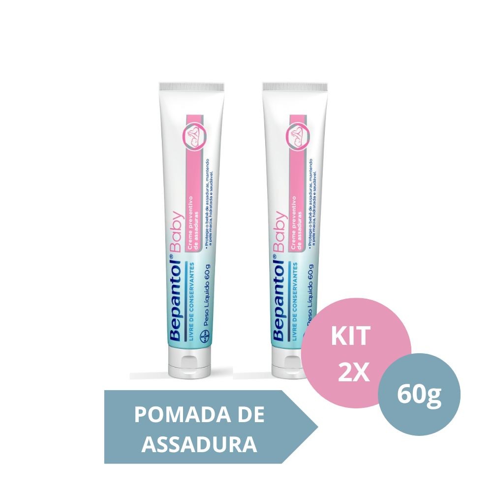 Kit com 2 Cremes Pomada de Assadura 60gr Cada - Bepantol em Oferta na Shopee