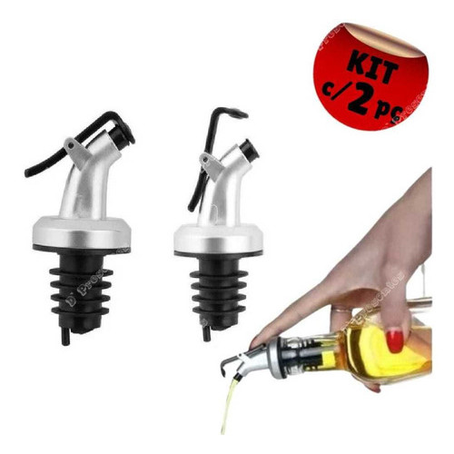 Kit 2 Bico Dosador Com Tampa Plástico Garrafa Azeite Vinagre