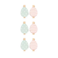 Mini Prendedor Decorativo De Páscoa - Ovo de Páscoa Rosa e Verde - 4,5cm - 6 unidades - Cromus - Rizzo
