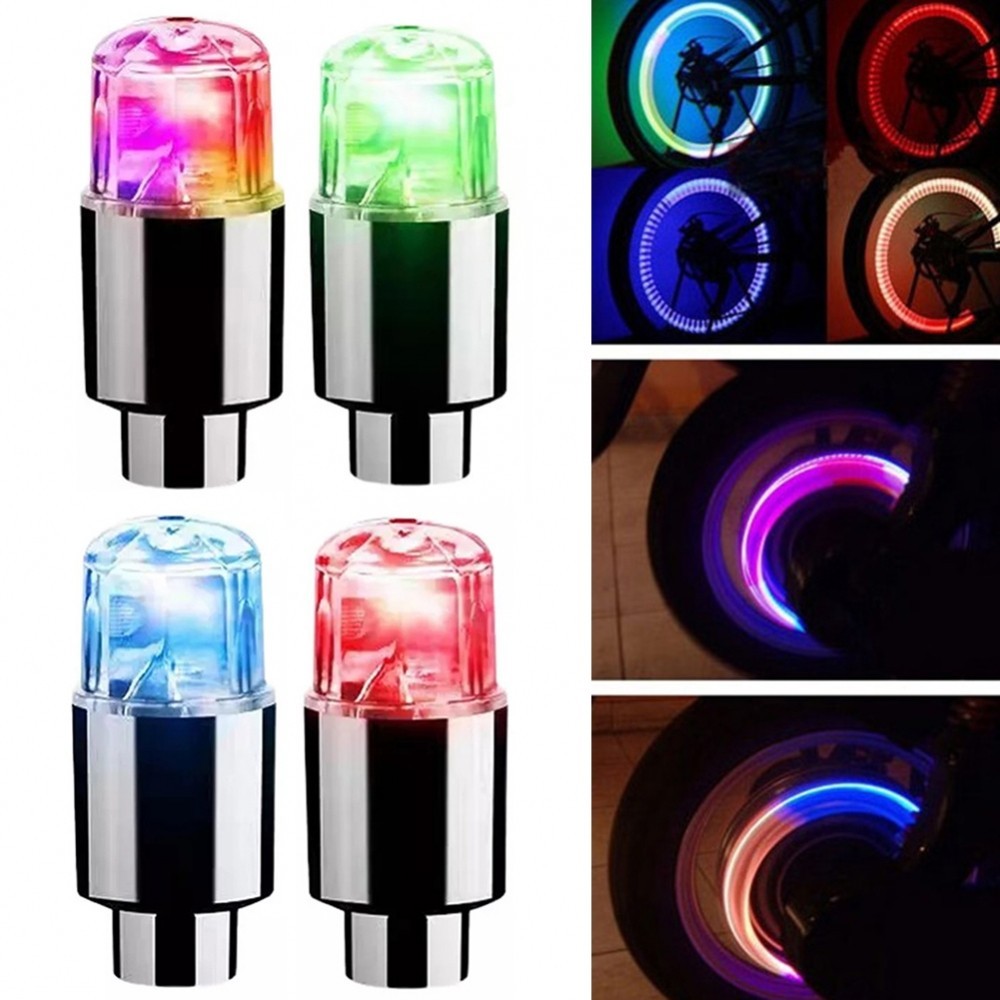 4 Unidades Carro Motocicleta Bicicleta Luzes LED Neon Roda Pneu Válvula Tampa De Poeira Luz em Oferta na Shopee