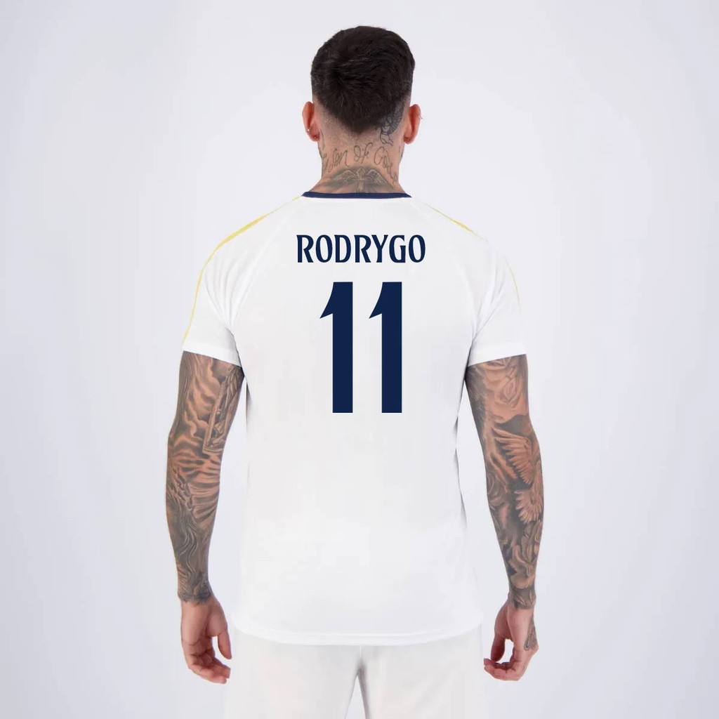 Camisa Real Madrid Rodrygo 11 Branca em Oferta na Shopee