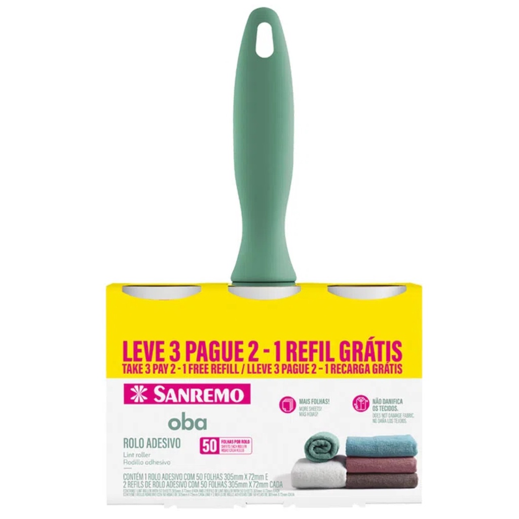 Rolo Adesivo Rolinho Tira Pelos Pelo Poeira de Roupa Cama Sofa Sanremo SR909