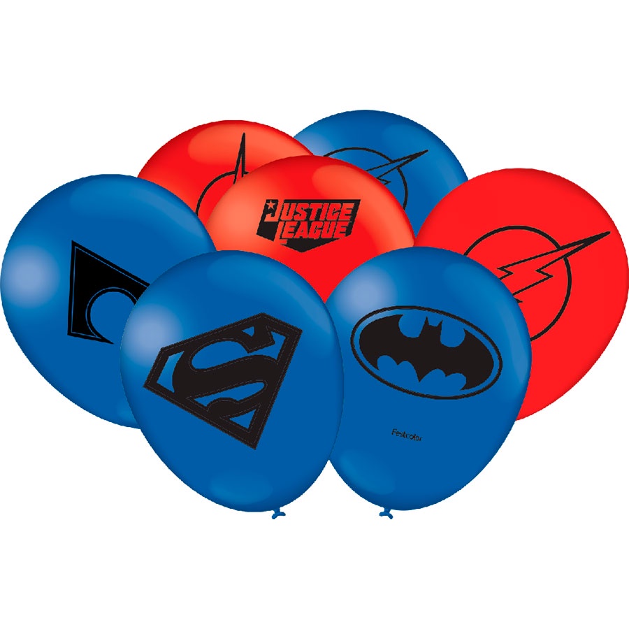 Balão de Festa Decorado Liga da Justiça 9" 23cm - 25 unidades - Festcolor - Rizzo em Oferta na Shopee